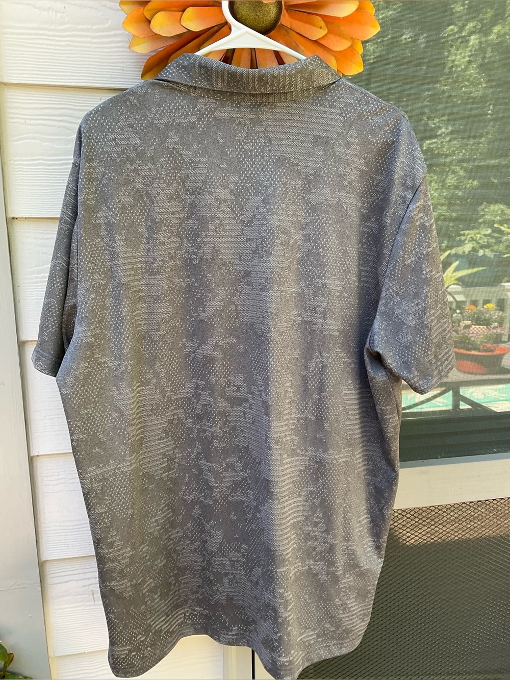 adidas Gray Short-Sleeve Polo with Subtle Geo Texture mens size XL - Picture 5 of 6